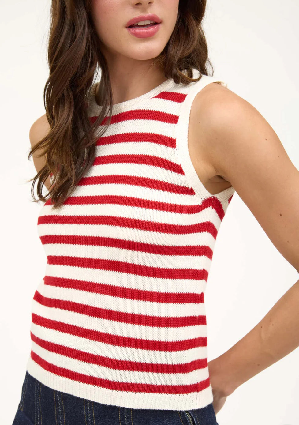Blu Pepper Red and White Striped Tank Top