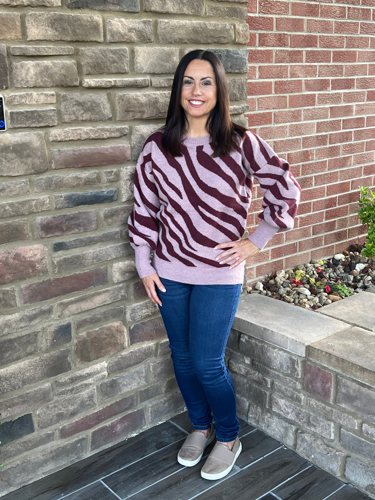 Mauve Zebra Print Sweater - Grace Ann Faith Boutique - Official Online Boutique