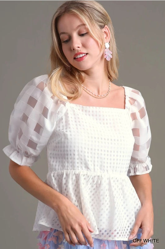 Umgee Peplum White Blouse