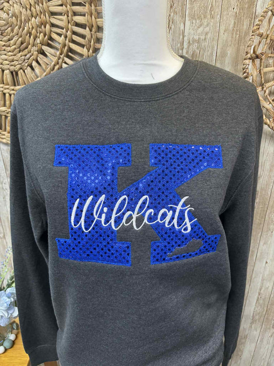 Kentucky EmbroideredWildcats K Bling Sweatshirt with Real Sequins