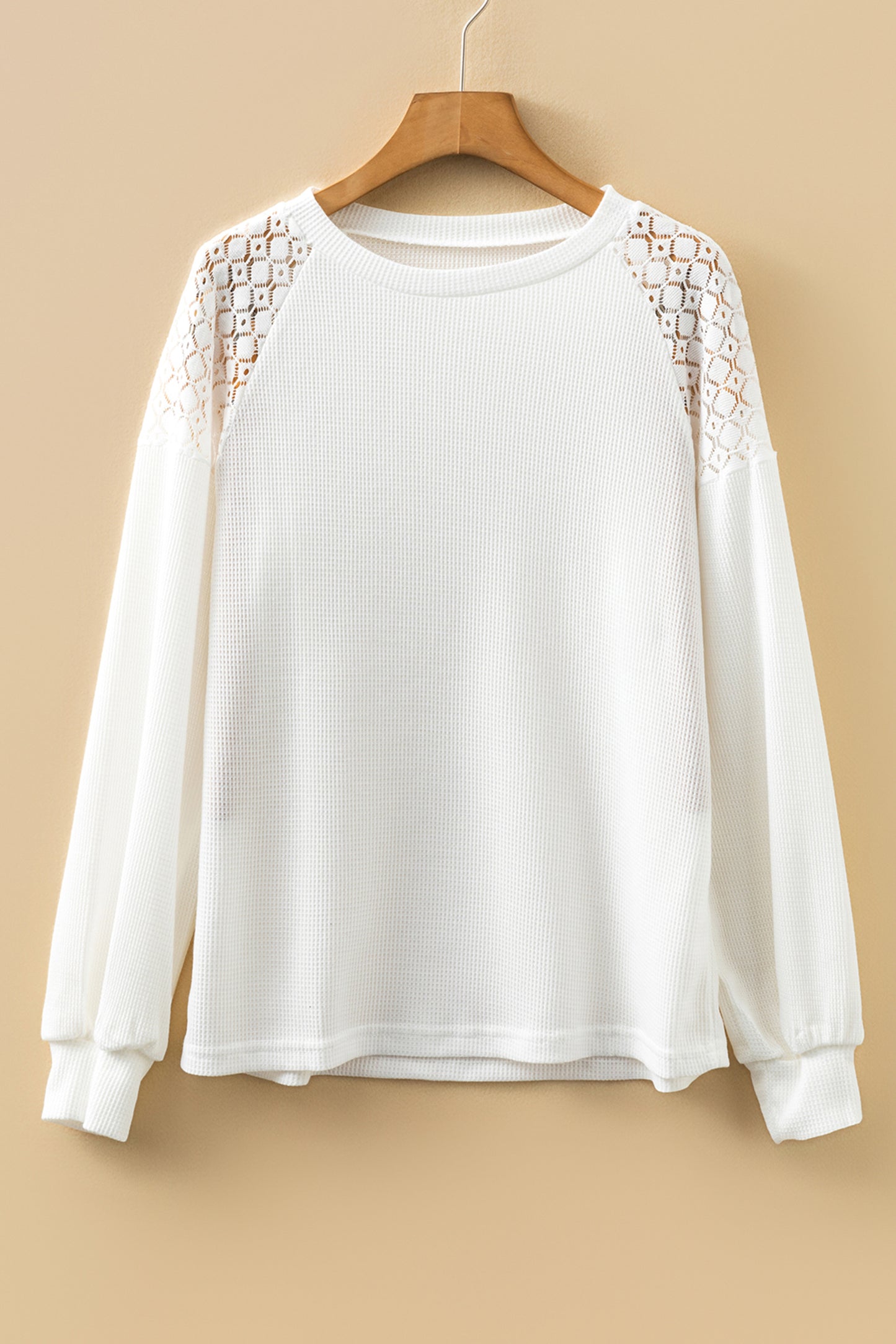 Chestnut Lace Long Sleeve Textured Pullover
