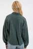 Forest Green Collared Raw Edge Knit Top