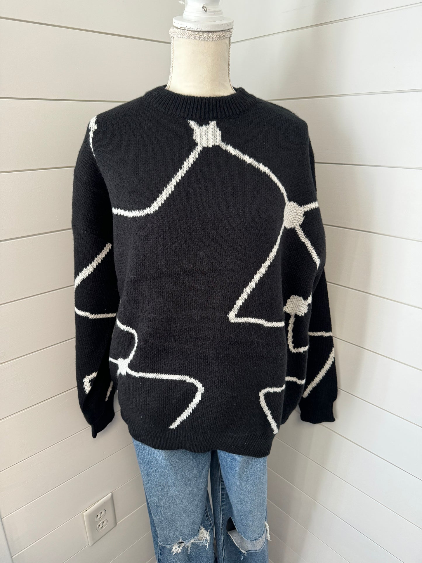 Black and White Patterned Sweater