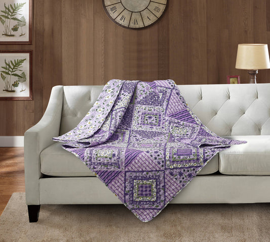 “Lavender Fields" Quilted Throw Blanket 50"x60"