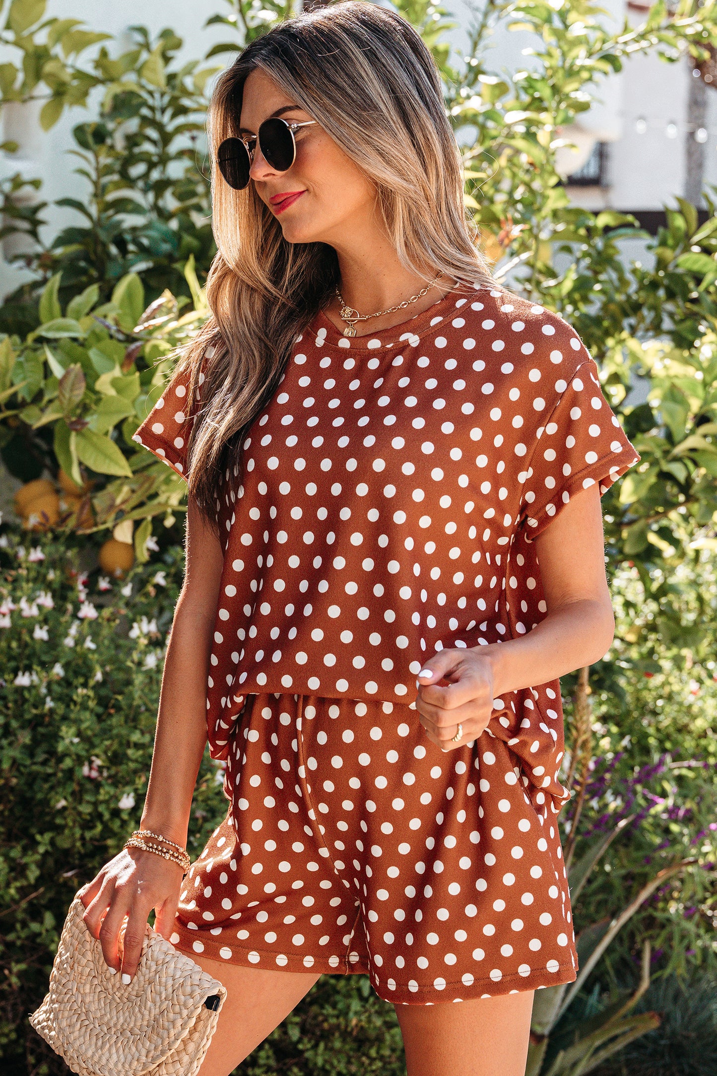 Green Polka Dot Print Short Set