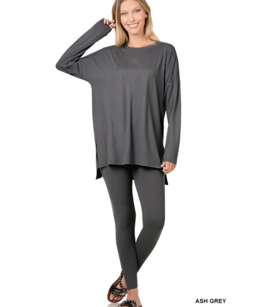 Ash Grey Zenana Loungewear Set