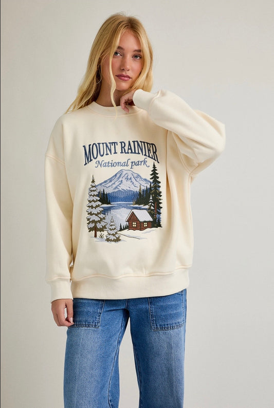 “Mt Rainier National Park” Long Sleeve Crew Neck Sweatshirt