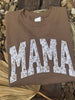 Brown Embroidered Mama Short Sleeve Graphic Tee