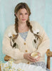 Cream Floral Embroidered V Neck Cardigan