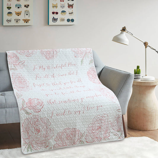 “To My Wonderful Mom" Inspirational Quilted Throw 50"x60"