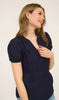 Blu Pepper Navy Embroidered Eyelet Puff Sleeve Blouse