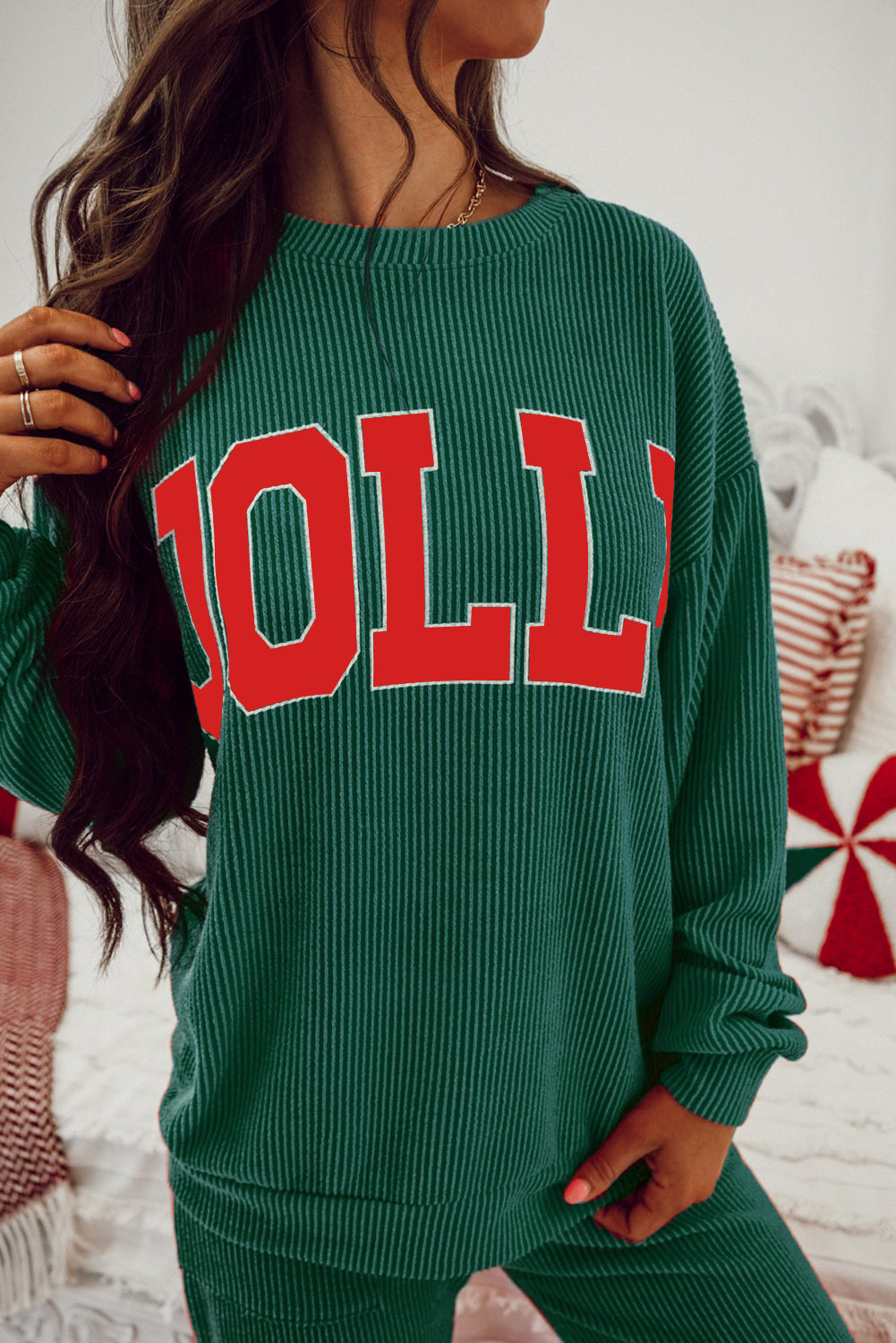 Black JOLLY Corded Long Sleeve Top and Pockets Pants Set