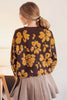 Two-Tone Brown Floral Terry Sweater