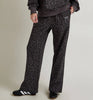 Charcoal Black Animal Print Crew Neck Washed Sweatpants