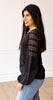 Black Silver Lace Color-block Long Sleeve