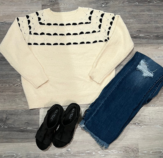 Patterned Raglan Sweater - Grace Ann Faith Boutique - Official Online Boutique