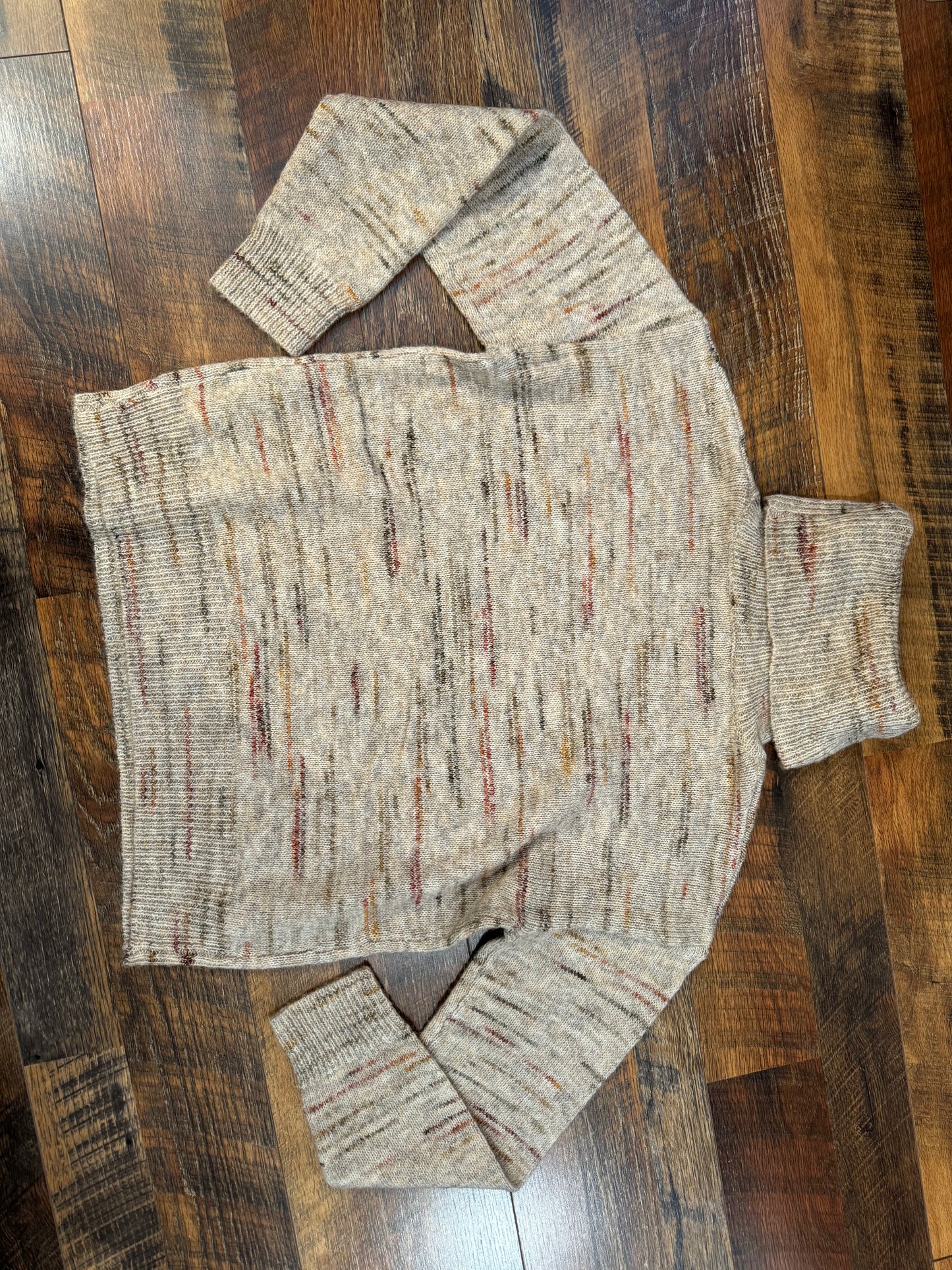 Taupe Multicolor Turtleneck Sweater