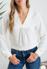 Satin Ivory V-Neck Blouse