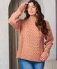 Peach Mock Neck Trim Sweater