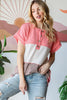 Heimish Coral Ribbed Color Block Short Sleeve Top