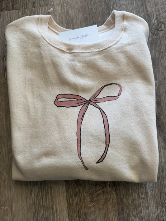 She Is Clothed With Graphic Bow Sweatshirt