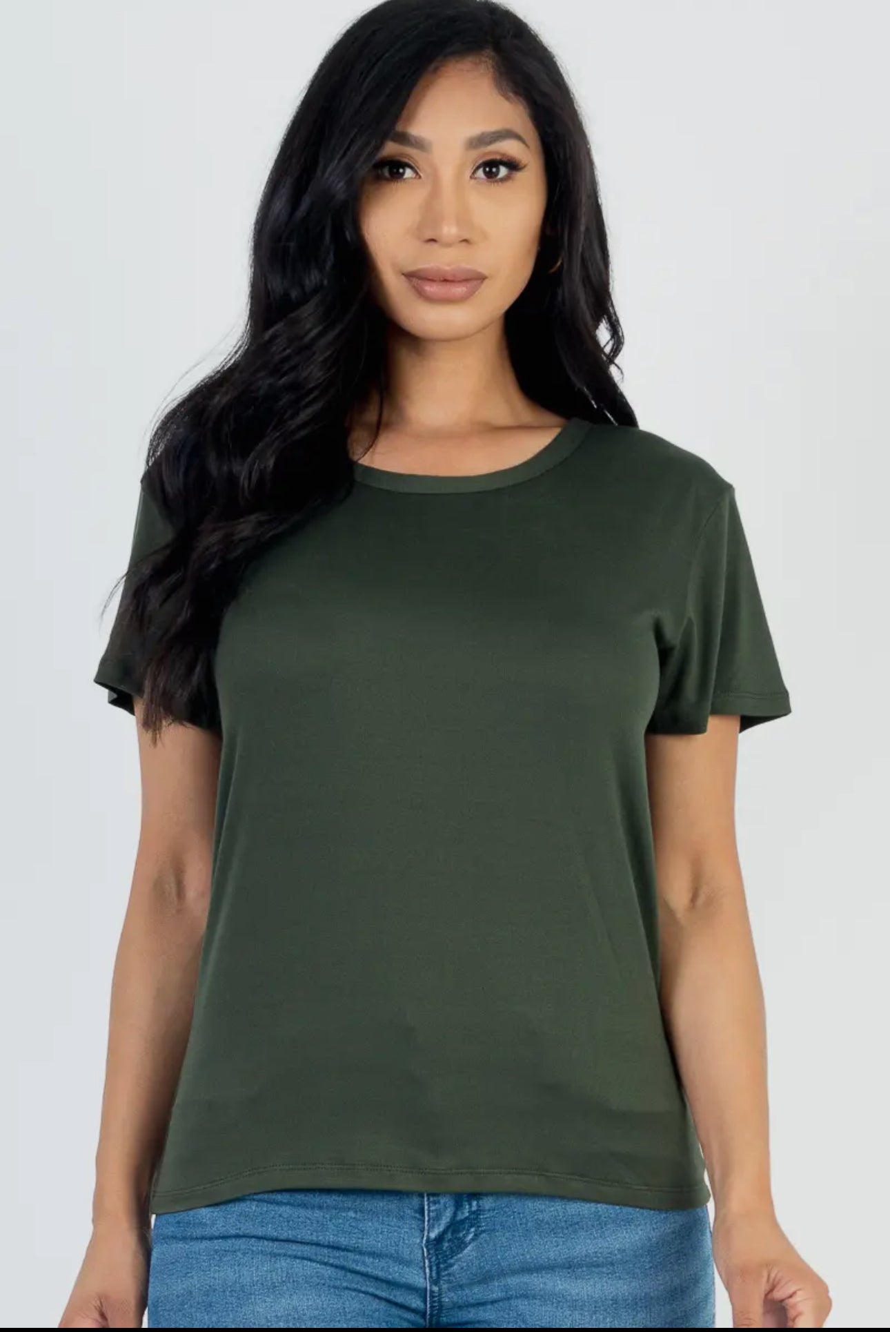 Olive Basic Short Sleeve Top