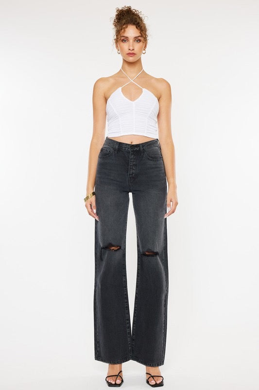Kancan Dark Grey Ultra High Rise 90’s Flare Jeans