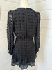 Black Swiss Dot Mini Dress With Eyelet Trim Details