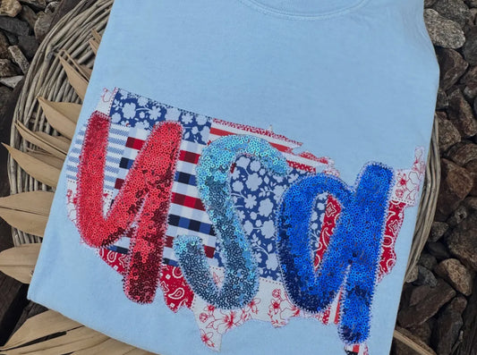 USA Patchwork Short Sleeve Graphic Tee