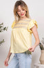 Yellow Embroidered Woven Top