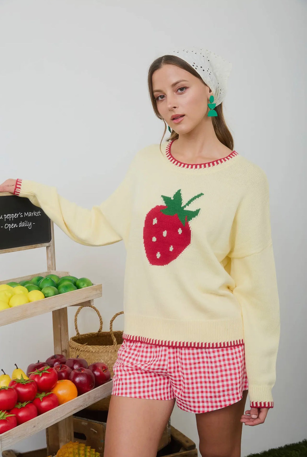 Butter Yellow Strawberry Sweater