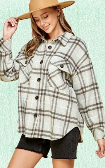 Plaid Print Mohair Wool Shacket With Lining - Grace Ann Faith Boutique - Official Online Boutique