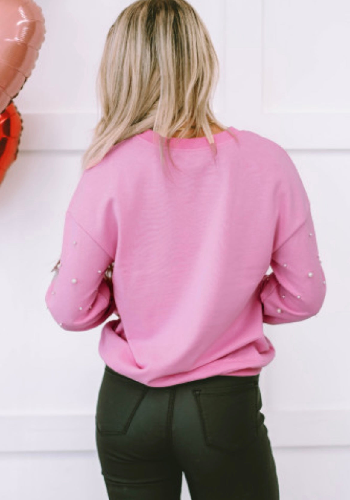 Bonbon Pearl Detail Ribbed Crew Neck Sweatshirt - Grace Ann Faith Boutique - Official Online Boutique