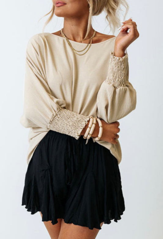 Apricot Smocked Wrist Shift Top - Grace Ann Faith Boutique - Official Online Boutique