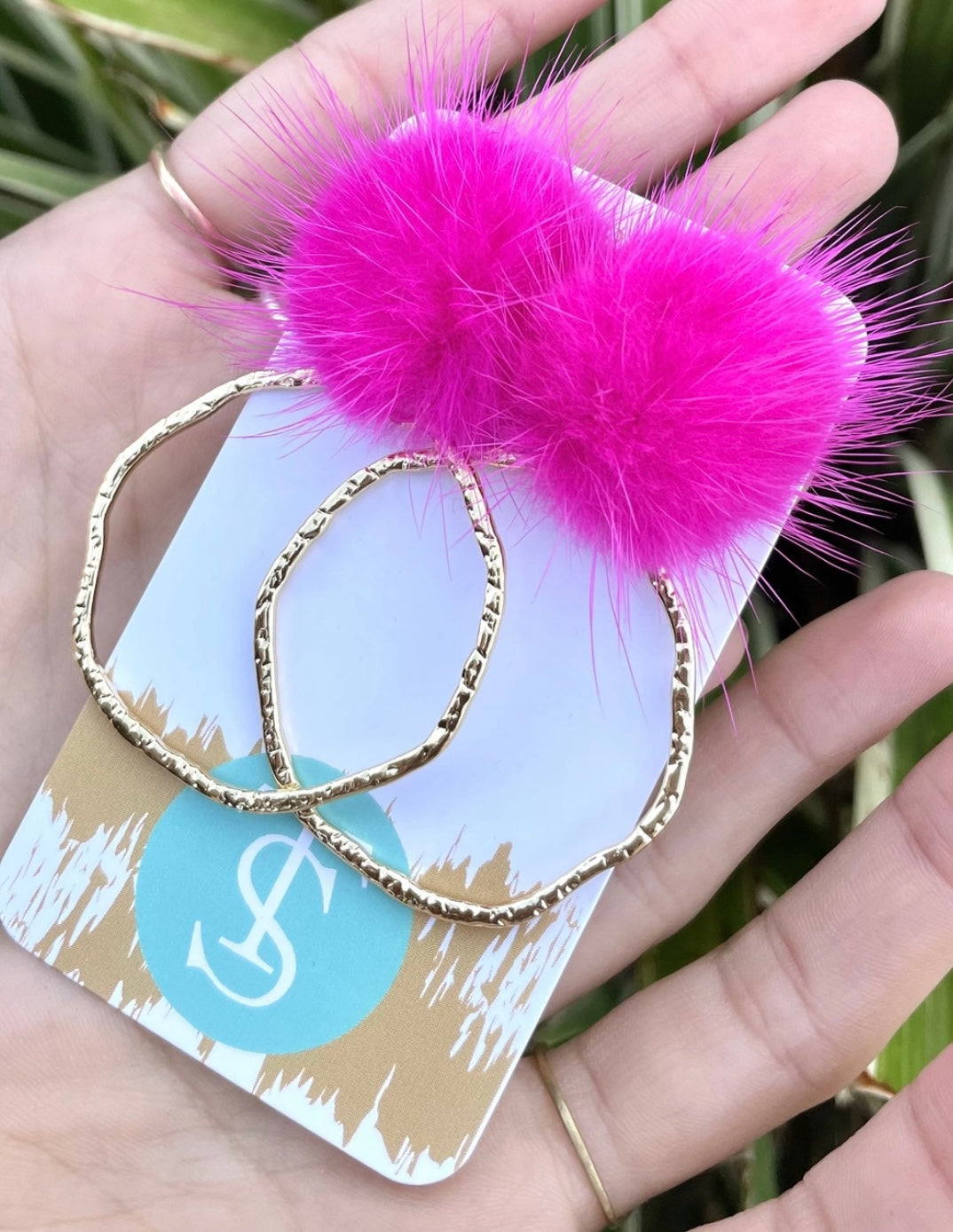 Puff Post Hoops-Hot Pink - Grace Ann Faith Boutique - Official Online Boutique