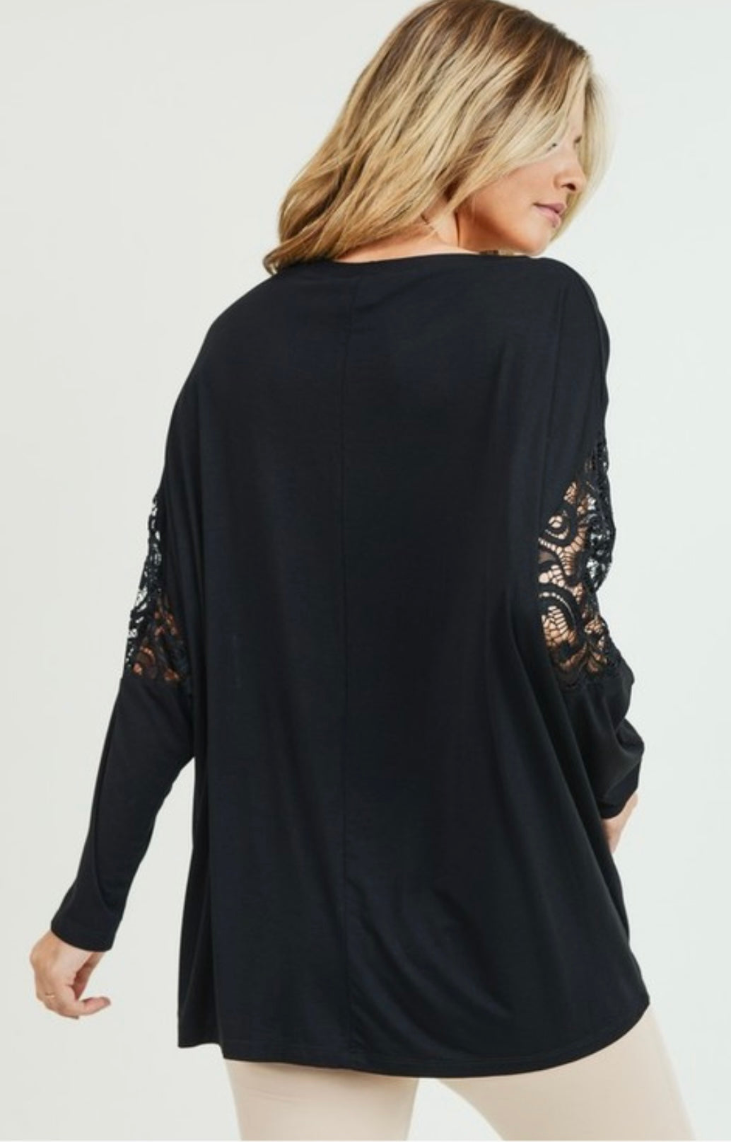 Lace Dolman Sleeve Crewneck Top - Grace Ann Faith Boutique - Official Online Boutique