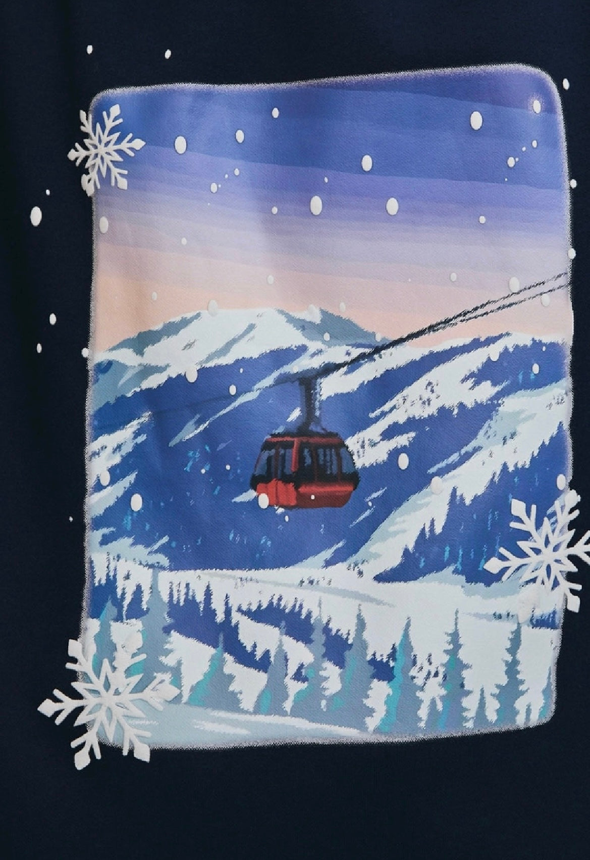 LE LIS Collection Long Sleeve Crew Neck Snow Ski Mountain Graphic Sweatshirt