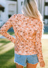 Orange Floral Knit Long Sleeve Top - Grace Ann Faith Boutique - Official Online Boutique