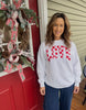 Red Checkered Embroidered Love Sweatshirt