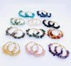 Stainless Steel Hand-Wound Natural Gravel Hoop Earrings-Lapis Lazuli - Grace Ann Faith Boutique - Official Online Boutique