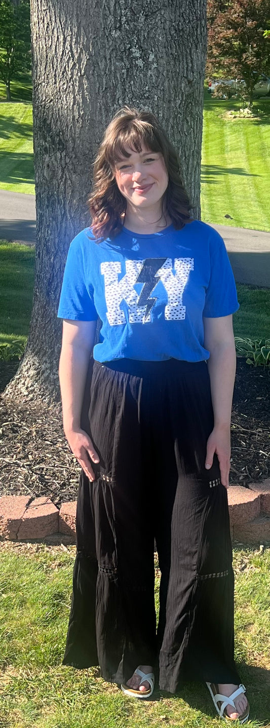 Angie Black Lace Wide Leg Pants