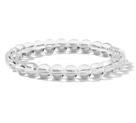 8MM Elastic Natural Stone Bracelet-White Crystal - Grace Ann Faith Boutique - Official Online Boutique