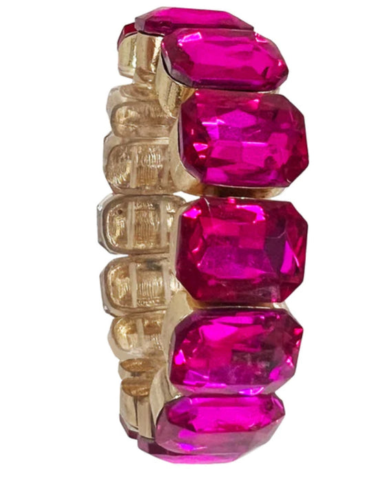 FUCHSIA CRYSTAL STRETCH BRACELET - Grace Ann Faith Boutique - Official Online Boutique