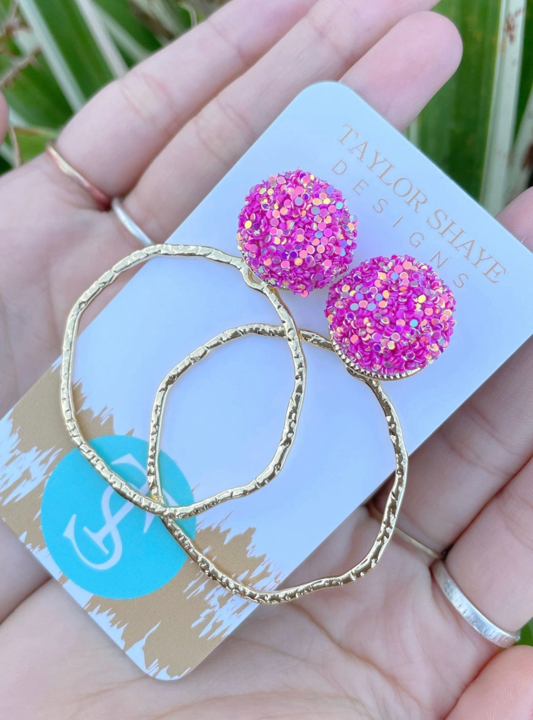 Glitter Top Hoops-Hot Pink - Grace Ann Faith Boutique - Official Online Boutique