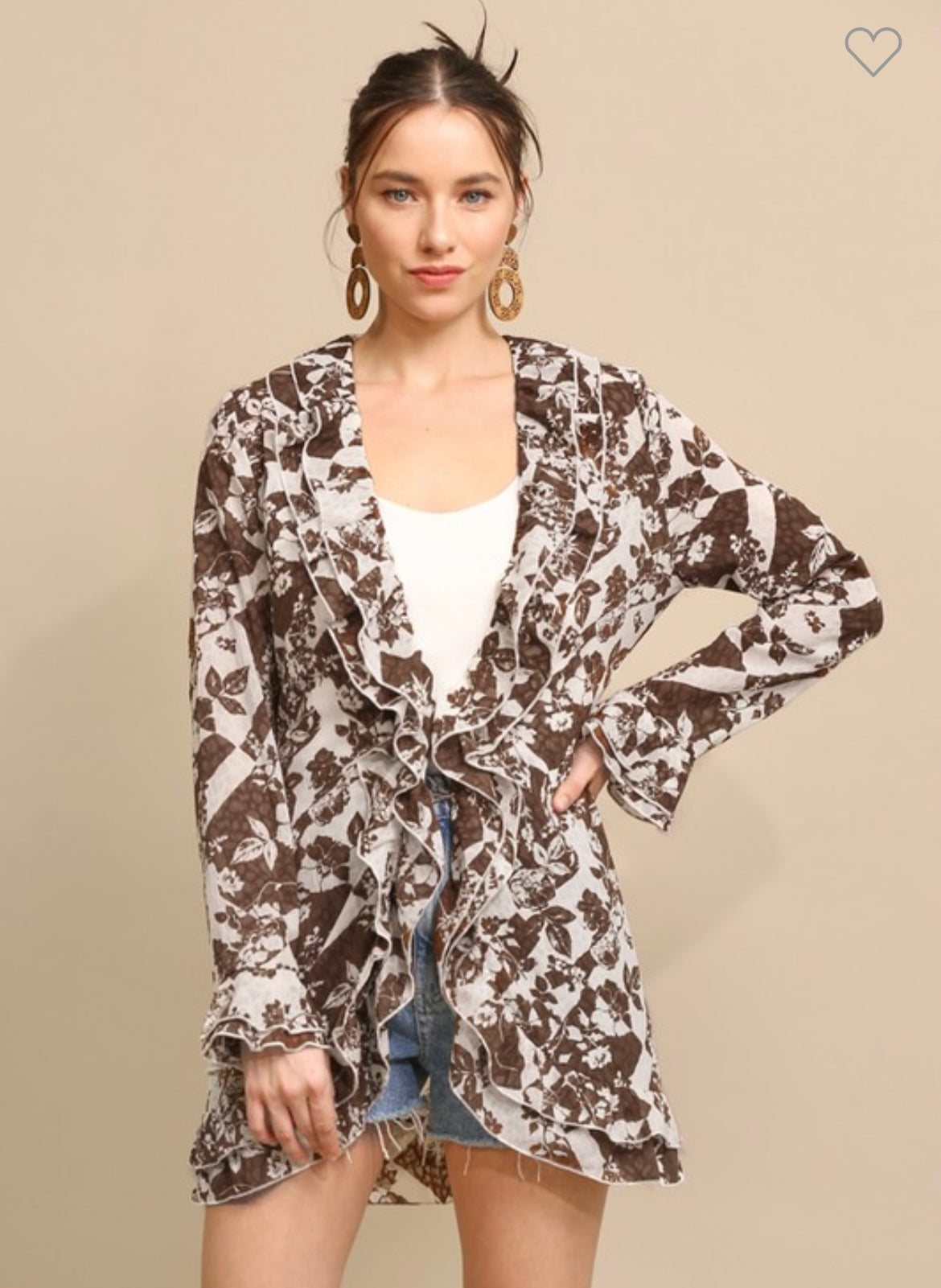 Sheer Floral Print and Ruffle Cardigan - Grace Ann Faith Boutique - Official Online Boutique