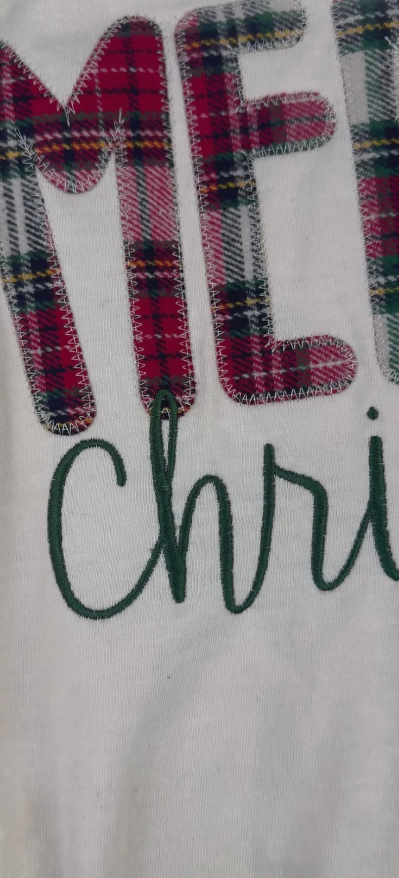 Cream Plaid Merry Christmas Short Sleeve