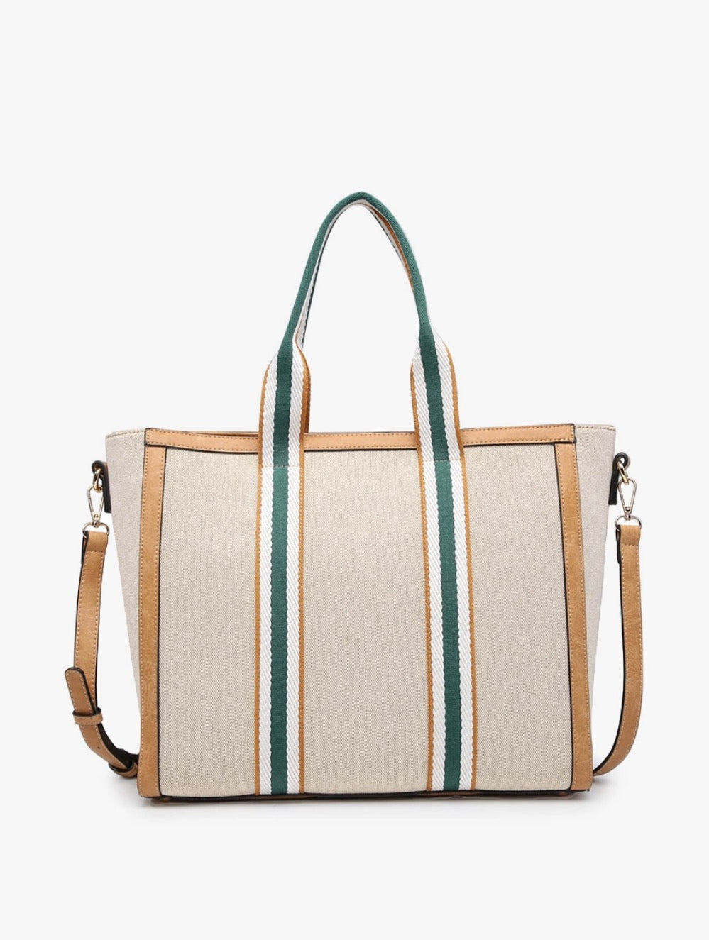 JEN & CO. Camel Haley Canvas Tote w/ Contrast Straps