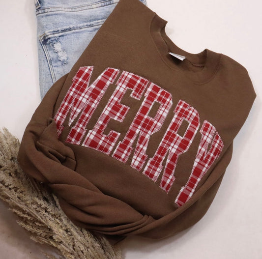 Red Plaid Merry Sweatshirt