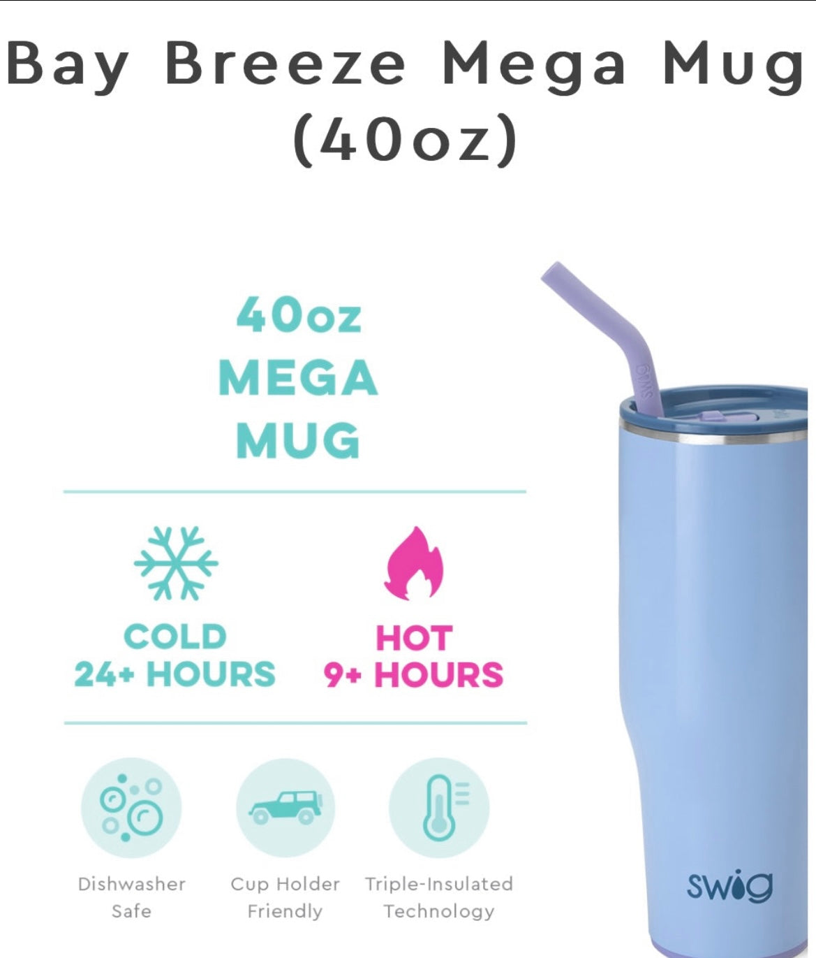 Swig Bay Breeze Mega Mug (400z) - Grace Ann Faith Boutique - Official Online Boutique