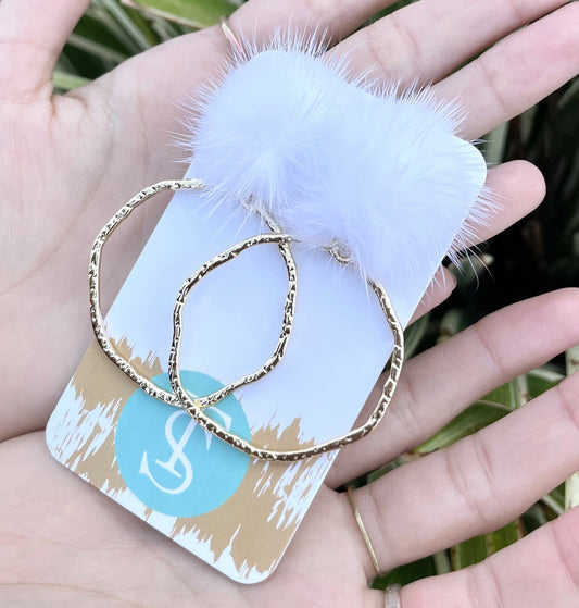 Puff Post Hoops-White - Grace Ann Faith Boutique - Official Online Boutique